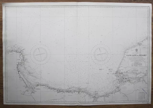 1894 France Le Havre Cape Levi To Fecamp Genuine Vintage Admiralty Chart Map