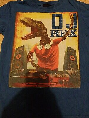 Next Boys T Shirt Aged 5 Dinosaur Dj Rex Trex music blue