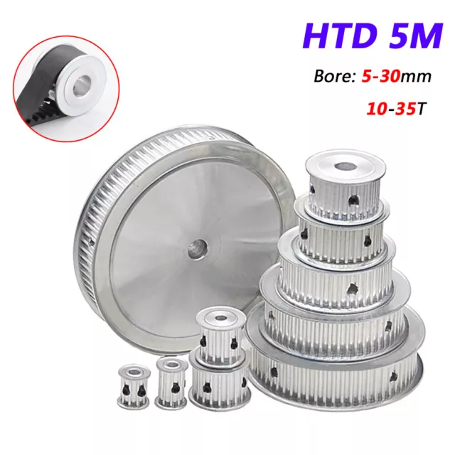 HTD 5M Timing Belt Pulley 5-30mm Bore, 10-35T, for 15/20mm Wide, CNC, 3D Printer