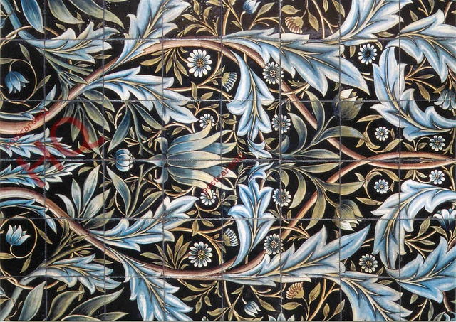 Picture Postcard: William Morris, Tile Panel of 66 Tiles, Detail