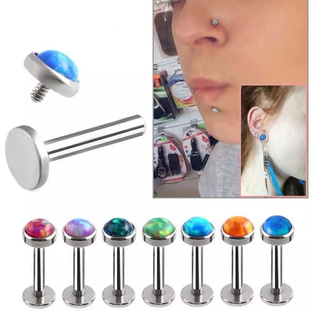 Opal Lip Bar Labret Ring Filetage Interne Oreille Tragus Cartilage Stud #