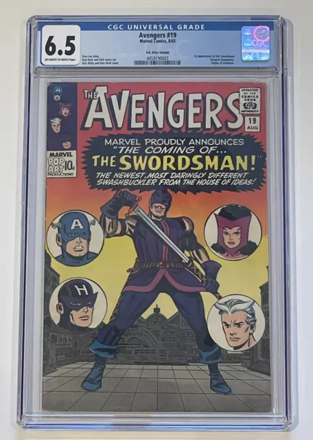 Avengers #19. Aug 1965. Marvel. 6.5 Cgc. 1St App Of The Swordsman! Kirby Cover!