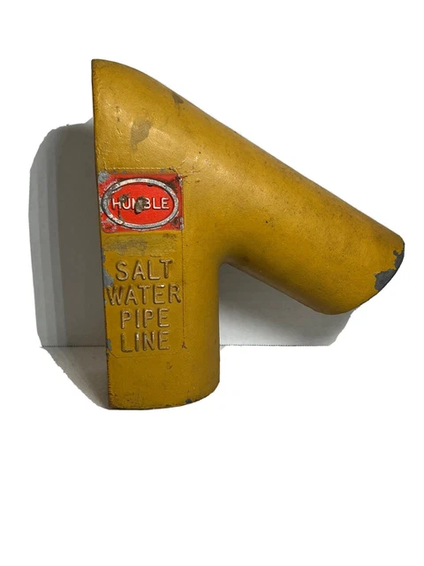 VINTAGE HUMBLE GAS PIPELINE CAST METAL CAP / SIGN MARKER Salt Water Pipe Line