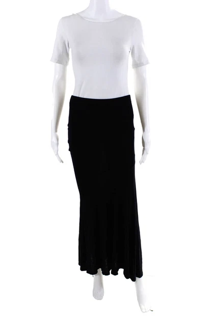 Haute Hippie Womens Elastic Waist Jersey Maxi Skirt Black Size Extra Small