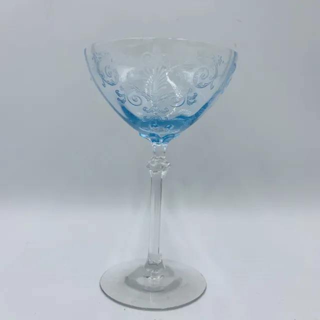 Fostoria Versailles Azure Blue 5 1/8" Cocktail Goblets Crystal Glasses
