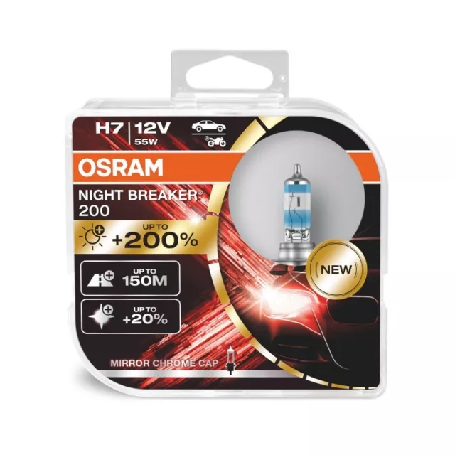 COPPIA H7 +150 LAMPADE OSRAM NIGHT BREAKER LASER 64210NB200 12v 55w