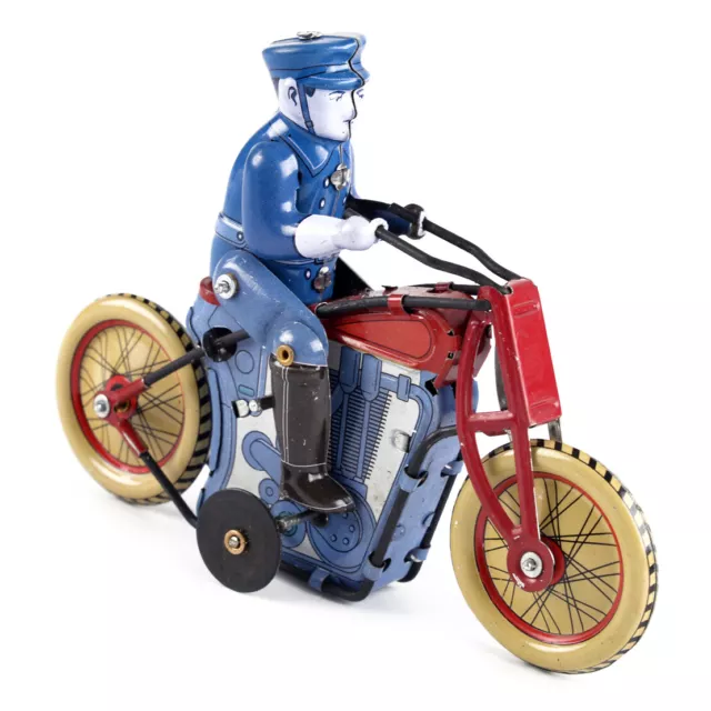 Vintage Wind-up Policeman Riding Motorcycle Crafts Clockwork Toy Collection Gift