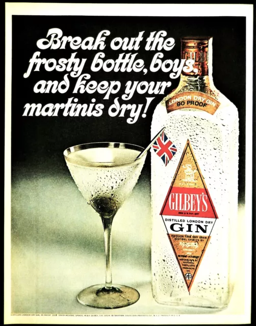 Gilbey's London Dry Gin ad vintage 1967 original advertisement