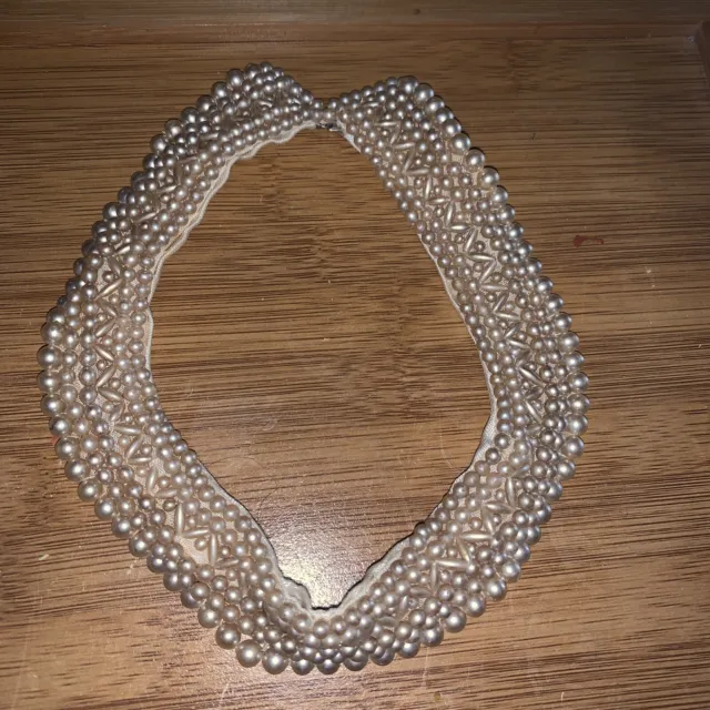 Vintage Truly Regal Art Craft Japan Pearl And Bead Collar Hook Closure 16.5”