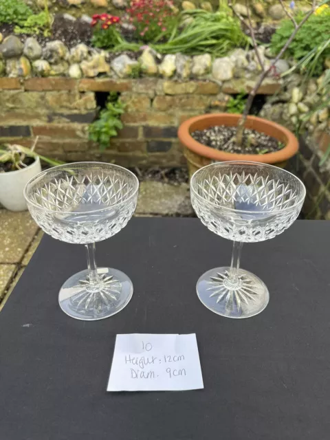 A Stunning Pair of Cut Crystal Art Deco Champagne Coupes