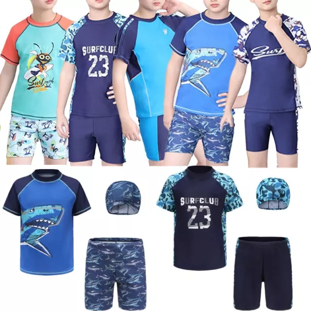 Kinder Jungen Badeanzug Schwimmanzug Badeset UV-Schutz Badeshirt mit Badeshorts