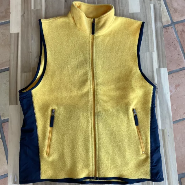 Y2K Vintage MED GAP FLEECE Arctic VEST  Bright Yellow Hiking Back Pouch Outdoors