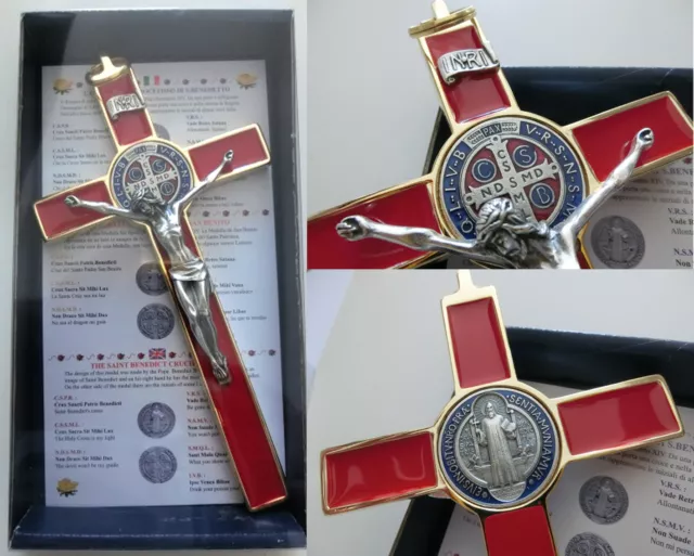 Kruzifix Kreuz Von San Benedetto Gold Emaille Rot CM 20 Karneval Priester Papa