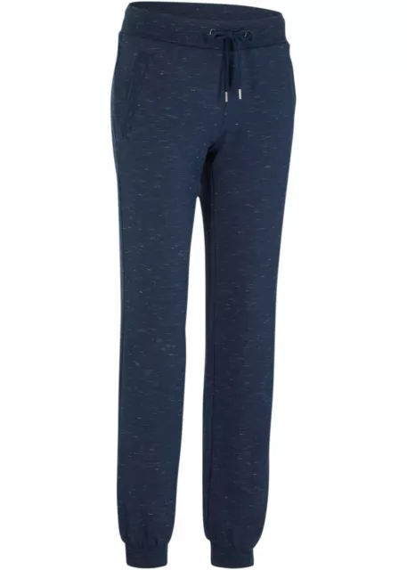 Neu Jogginghose mit Bündchen Gr. 44/46 Dunkelblau Meliert Damen Baumwoll-Pants