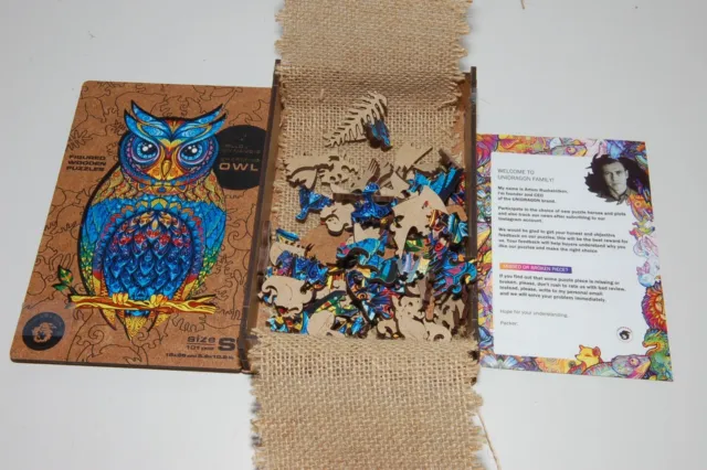 UNIDRAGON Wooden Jigsaw Puzzles - Charming Owl, 101 pcs, Small 5.9"x10.2", Beaut