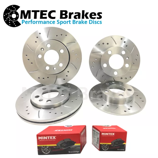 VW Golf Estate 2.3 V5 99-00 Front Rear Brake Discs & Pads Drilled Grooved