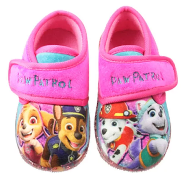 Girls Official Paw Patrol Pink Glitter Easy Close Novelty Slippers Uk Size 5-10
