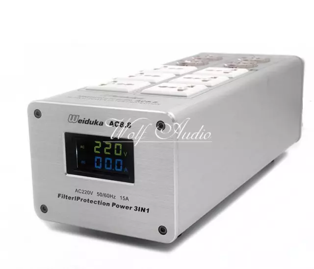 Alimentation filtre audio 3000 W 15A purificateur protection contre la foudre bloc d'alimentation argent