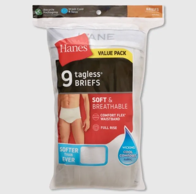 Hanes classic white classic men's brief. Vintage waistband - solid grey!  Size 36
