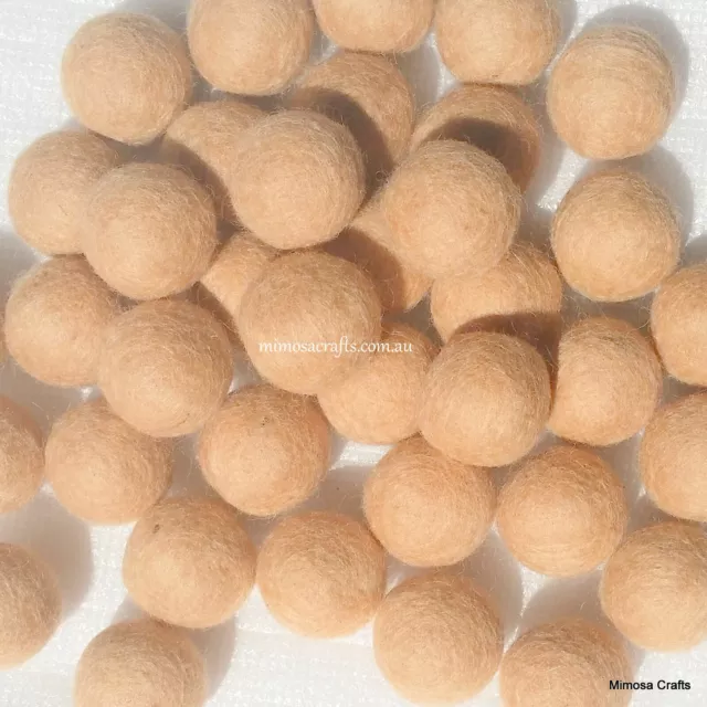 25 x 3cm Tan Colour Felt Balls - Nepalese Handmade Fair Trade Wool Pom Pom Beads
