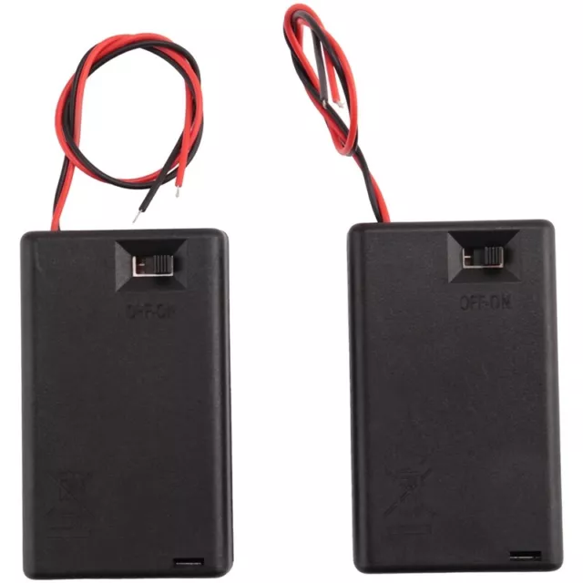 2 Pcs 3 x AAA 4.5V Battery Holder Case Box Wired ON/OFF Switch w Cover W1K23719