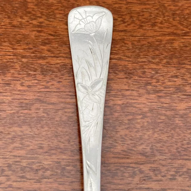 Antique Silverplate Spoon Etched Floral by Albert Schaub