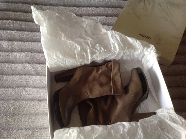 Kenzo 38 Bottes Bottines Cuir Et Daim Comme Neuves