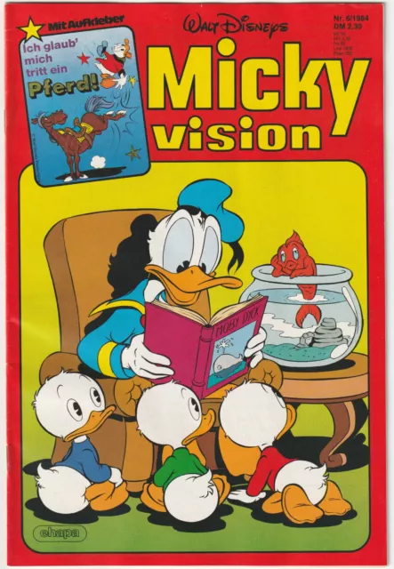 ✪ MICKYVISION #06/1984 + Aufkleber/Sticker, Ehapa COMIC-HEFT Z1/1- *Walt Disney