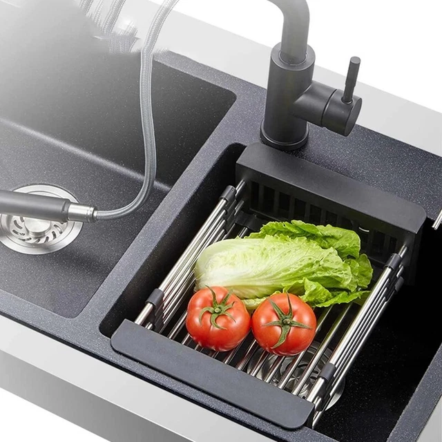 Adjustable Stainless Steel Sink Dish Rack Dish Holder Kitchen Sink Storage P5S8