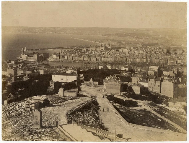 Panorama De Marseille - Tirage Albuminé Original - 21,7x55,9 Cm - Circa 1890