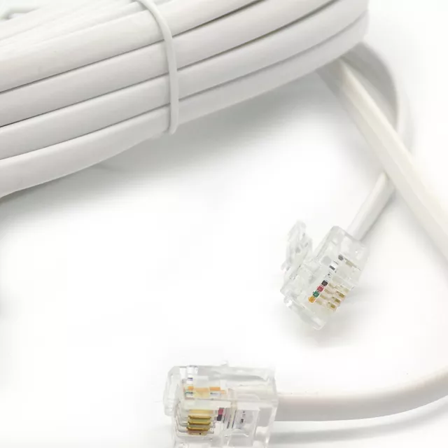 20 m mètres RJ11 à RJ-11 ADSL routeur Internet haut débit modem câble téléphonique DSL Royaume-Uni 3