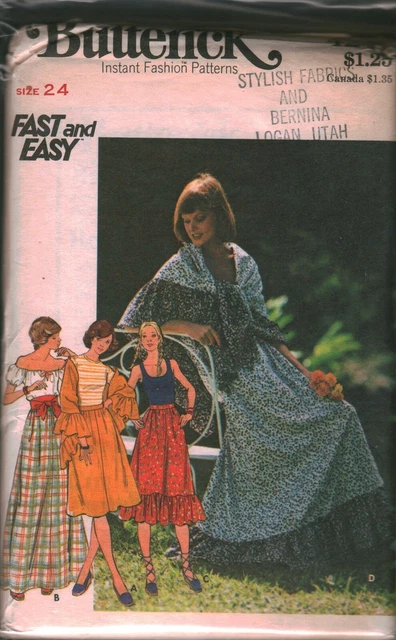 4241 Vintage Butterick SEWING Pattern Misses Skirt Shawl Casual UNCUT OOP 24 Sew