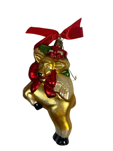 Lenox Blown Glass Flying Animals Series Moose With Presents Christmas Ornament