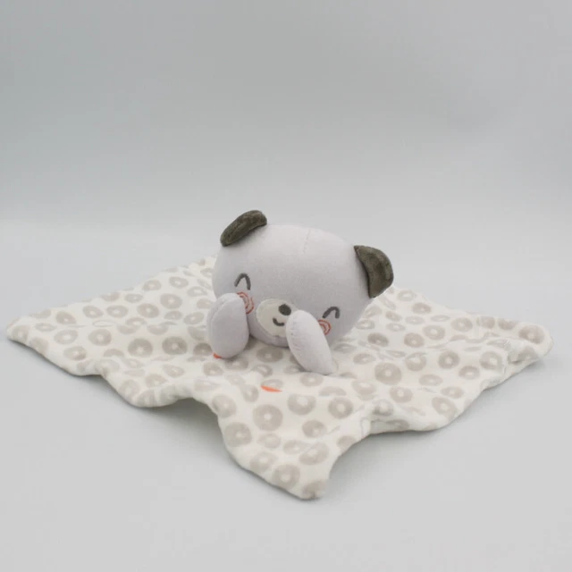 Doudou plat ours gris blanc ronds MOTS D'ENFANTS SIPLEC - 27289