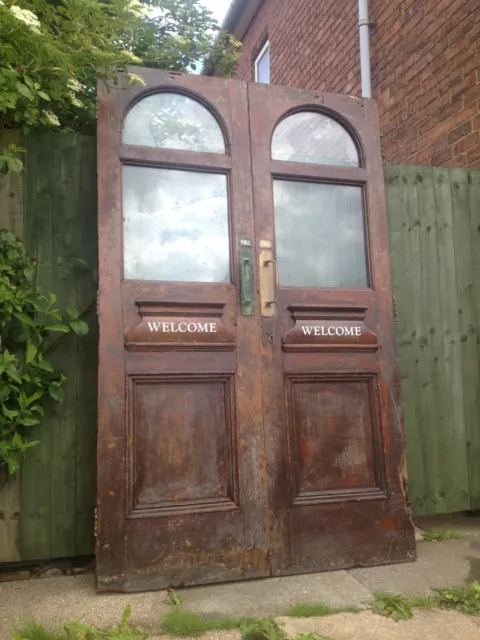 A Pair of Huge Victorian Glazed Mahogany Double / French Doors