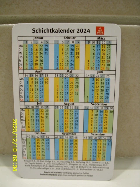 IG METALL TASCHENKALENDER, Schichtkalender 2024 mit Feiertagen und 