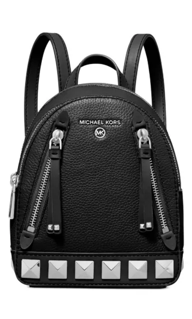 Michael Kors Mini Brooklyn Studded Leather Black Backpack Convertible + Dust bag