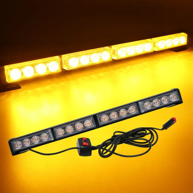 18" Amber 16 LED Traffic Advisor Vehicle Strobe Lights Bar Emergency Warning 12V