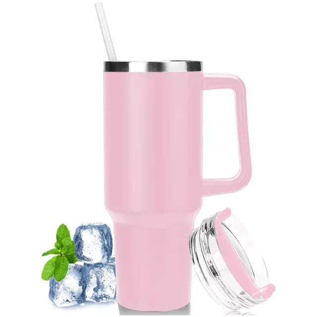 Tumbler with Straw and Lid Insulated Stainless Steel Water Bottle Car Coffee Mug