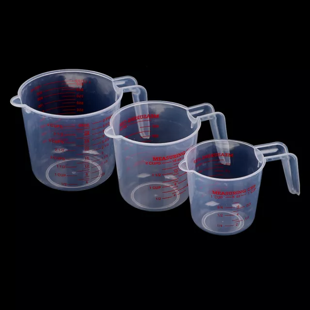 Plastic clear measuring cup mesure dish 250/500/1000ml liquid scale plastic B~m'