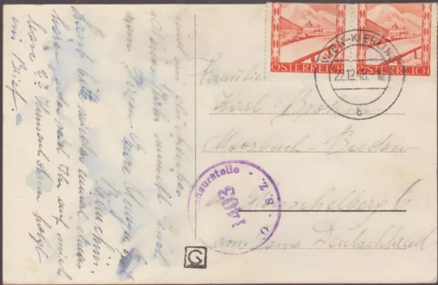 1 schöne Österreichische Karte, mit Stempel Zensur, gelaufen: 1948
