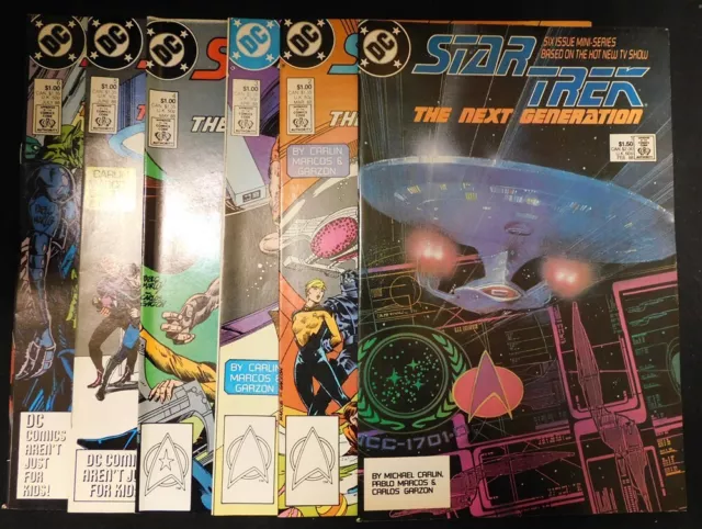 Star Trek The Next Generation 1-6 Dc Comic Set Tv Show Carlin Tng 1988 Vf+