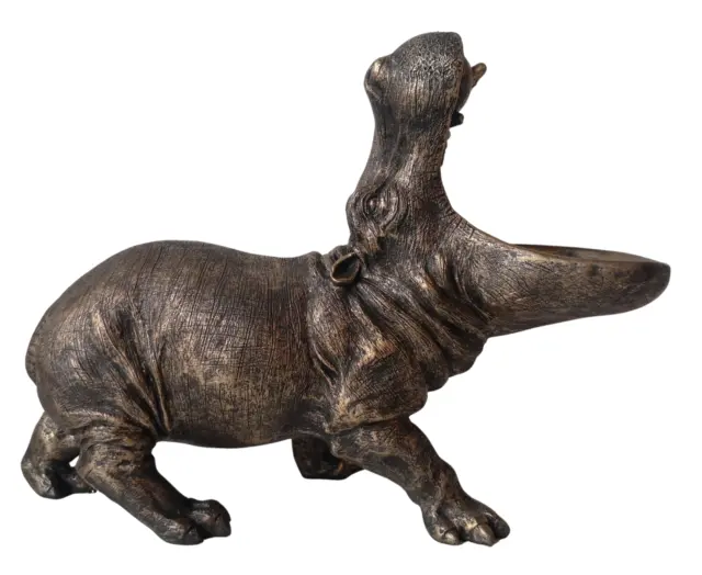 Deko Figur Nilpferd Hippo Flusspferd bronze gold Dekoobjekt Skulptur Statue -11