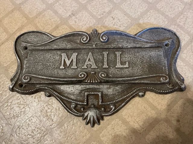 Vintage Sterling Cast Aluminum Metal Mail Letter Receiver Door Slot 1950s Retro