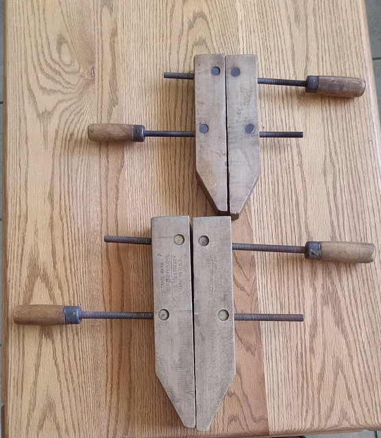 Vintage Jorgensen Hand Screw Woodworking Clamps 12" and 10" lot of 2