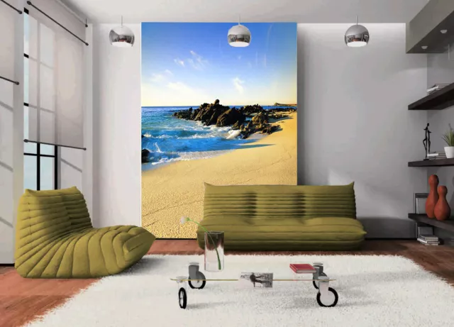 3D Beach Surf Stones 49784NA Wallpaper Wall Murals Removable Wallpaper Fay