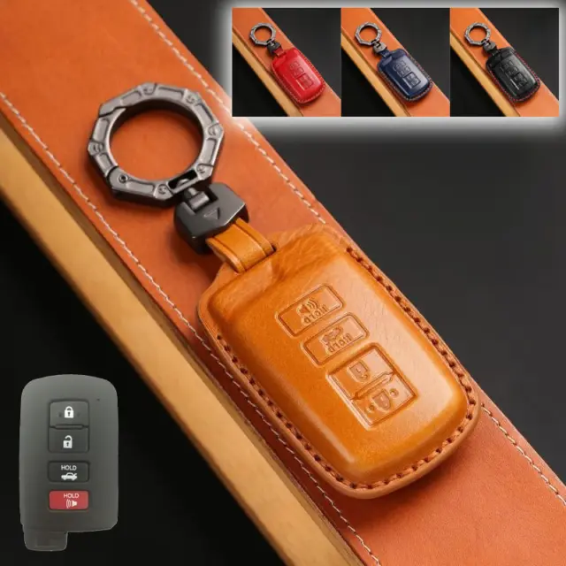 Genuine Leather Car Key Fob Case Cover For Toyota Highlander Camry Rav4 Corolla
