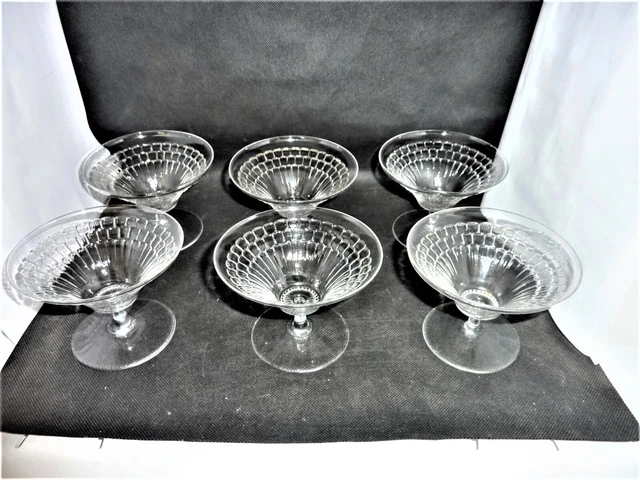 Lot De 4 Coupes à Champagne Art Déco Années 1930 - Verrerie De La Chapelle St Mesmin - Collection