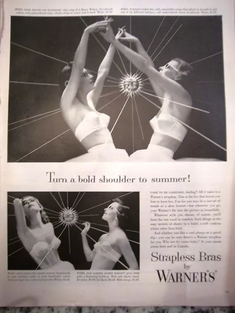 1956 Vintage WARNERS STRAPLESS BRAS Vintage Lingerie Ad