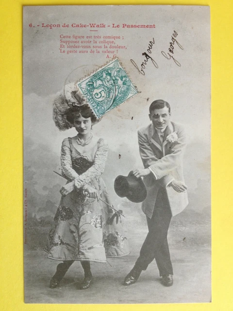 cpa 1900 Phot. BERGERET & Cie NANCY LeÃ§on de CAKE WALK Le Passment